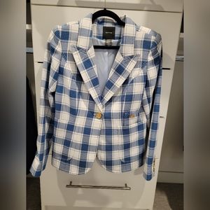NWOT Smythe Blazer Plaid Blue White Size 10